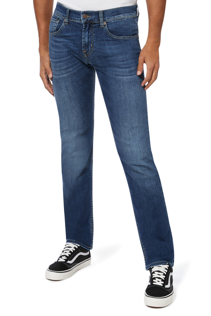 بنطال جينز نيويورك على الخصر بتصميم باهت وقصة ساقين مستقيمتين